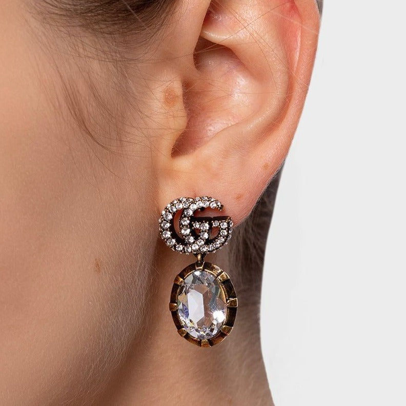 Amazing gc double g crystal earrings