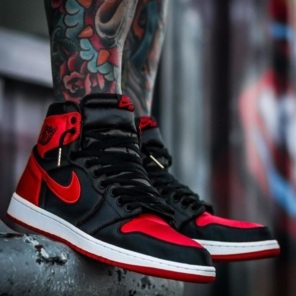 Air 1 high satin Bred shoes - AmazingBaba